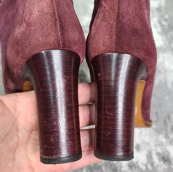 Moschino Cheap And Chic Mauve Maroon Pink Leather Suede Cylinder Heel - Picture 9 of 16